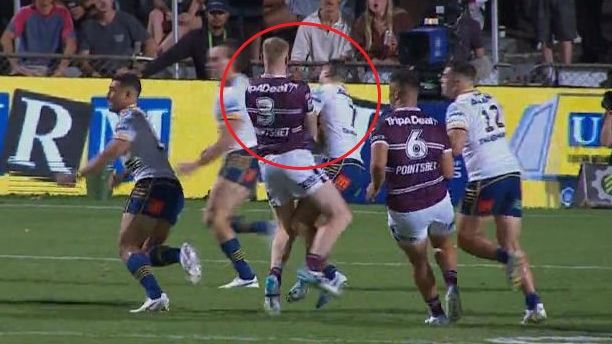 Mitchell Moses was called out for initiating contact in the defensive line, preventing a try.