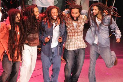Reggae legend Bob Marley wasn’t shy about producing offspring, fathering no less than 13 kids with a variety of ladies before he died in 1981. Many of them have followed him into the music biz, and they’re not short of talent. Here are (L-R) Damian, Ziggy, Stephen, Kymani and Julian keeping the <i>One Love </i> alive on tour in Europe.