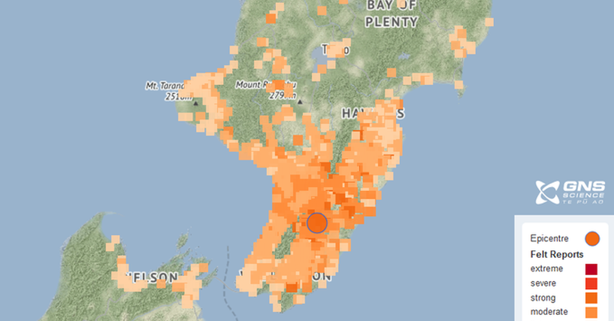 “Long and strong earthquake” 5.3 rock size on the North Island in New Zealand