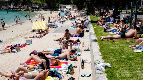 Coronavirus restrictions have been eased in New South Wales ahead of the summer.  In the photo, people at Nielsen Park in Sydney. 