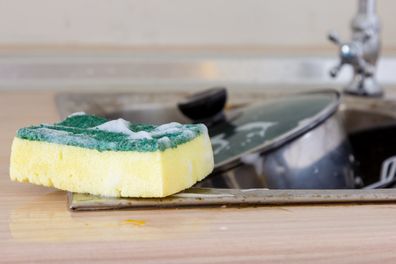Clean sponge in dirty sink