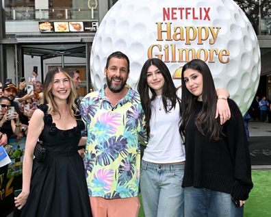 New York, New York - July 21: (LR) Jackie Sandler, Adam Sandler, Sunny Sandler and Sadi Sandler attend the World Gilmore 2 global show at Jazz at Lincoln Center on July 21, 2025 in New York City. (Photo by Roy Rocellin/Getty Emoxz for Nevlix)