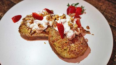 Recipe: <a href="http://kitchen.nine.com.au/2017/07/12/08/58/high-protein-ricotta-and-strawberry-french-toast" target="_top">High protein ricotta and strawberry French toast</a>