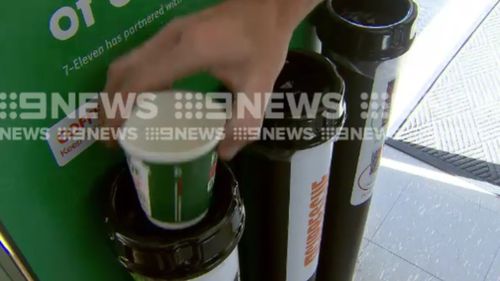 The recycling bins will be installed at 7-Eleven outlets across the country. (9NEWS)