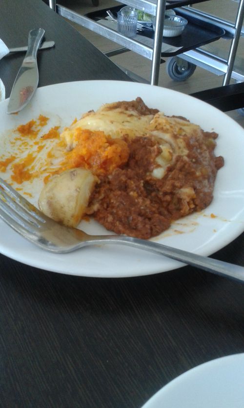 The cottage pie included a potato that was "like a rock".