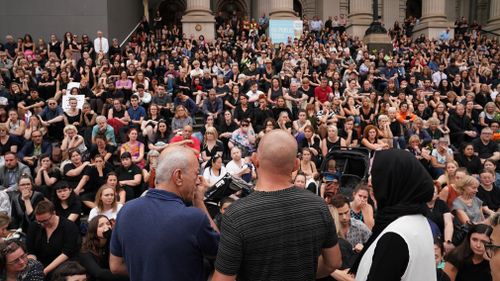 Aya Maasarwe's father also attended the mass vigils.