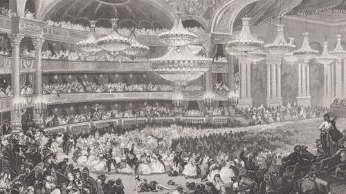 Interior of the Paris Opera House, France in 1857.