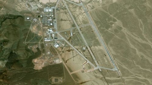 A satellite image of the US military's Area 51 site - part of the Edwards AIr Force base - in the Nevada desert.