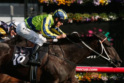 Kerrin McEvoy aboard Lucia Valentina wins the feature race - the Turnbull Stakes. (Getty)
