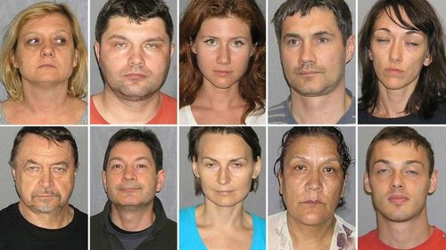 Mugshots of the ten Russian sleeper agents arrested in 2010.
