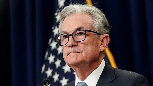 US Federal Reserve Board Chairman Jerome Powell faces reporters after the Federal Reserve raised its target interest rate by three-quarters of a percentage point to stem a disruptive surge in inflation.