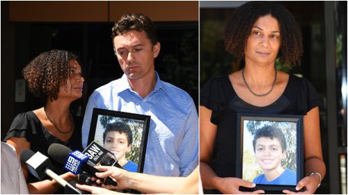 Louis' parents, Gabrielle Catan and Simon Tate,
outside the Coroner's Court of Victoria today (9NEWS)