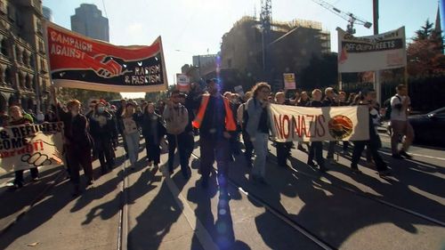 Anti-racism and anti-fascist protesters in Melbourne.