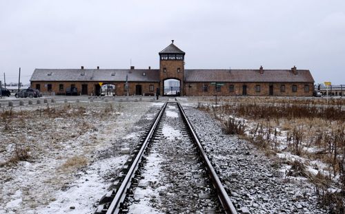 The railway at Auschwitz that carried prisoners in packed cattle trucks to the entrance of the concentration camp.