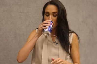 Meghan Markle tastes beer during an appearance on the YouTube program Get Down with Sean and Marley.