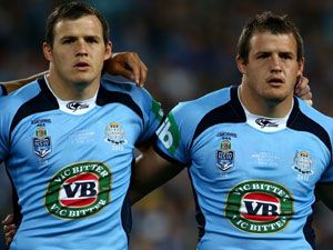 Brett (left) and Josh Morris lining up for NSW. (Getty)