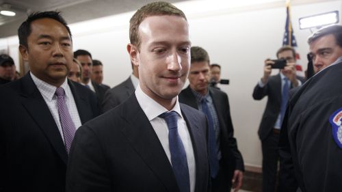 The notice comes as Facebook CEO Mark Zuckerberg prepares to face US Congress over the social network's involvement in the 2016 election and its connections to Russia. Picture: AAP.