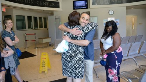 Richard Jones reunites with loved ones after he was released from prison in 2017.