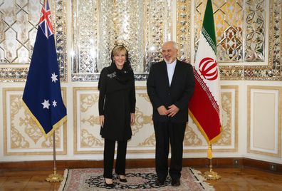 Foreign Affairs minister Julie Bishop arrives at the Espinas hotel in Tehran , Iran in the early hours of Saturday 19 April 2015 
