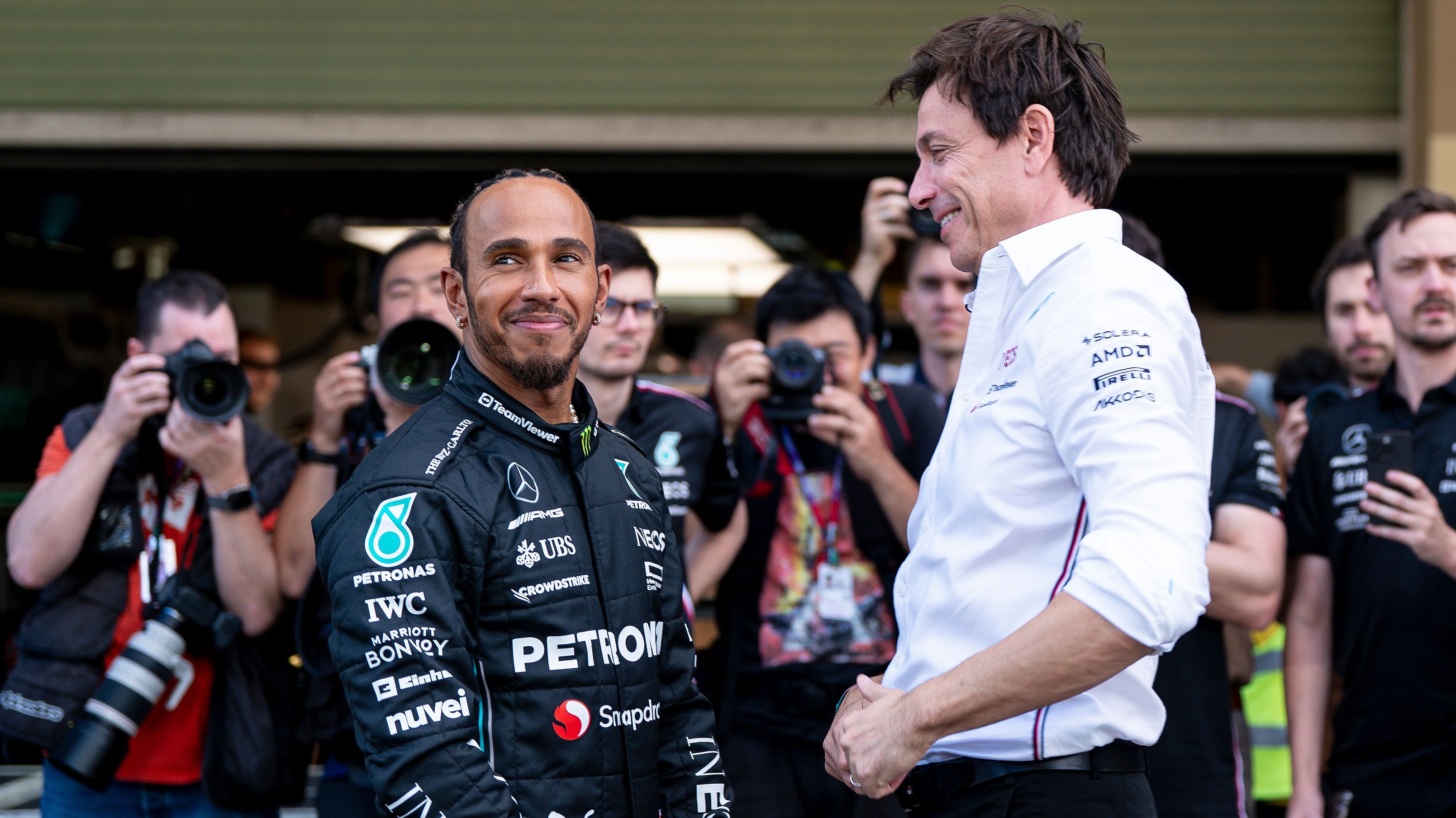 Lewis Hamilton and Toto Wolff.