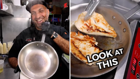 Chef's simple water hack stops meat from sticking to pan