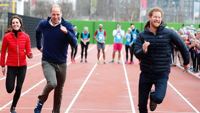 Kate, William and Harry join the Team Heads Together at a London Marathon Training Day at the Queen Elizabeth Olympic Park on February 5, 2017.