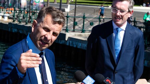 Minister for Transport Andrew Constance and (right) Treasurer Dominic Perrottet, the favourite to become next NSW Premier.