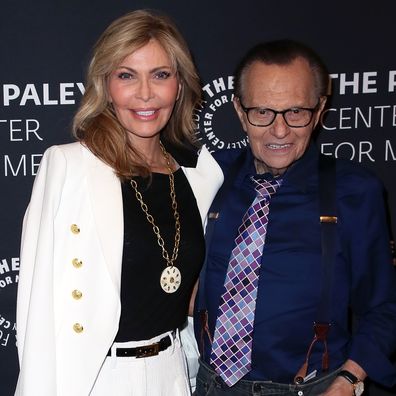 Larry King and wife Shawn, 2018 in Beverly Hills, California.