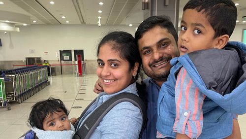 The Jose family have been reunited after two years, after their son Ephrem was stuck in India.