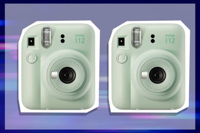 mint green polaroid instant camera