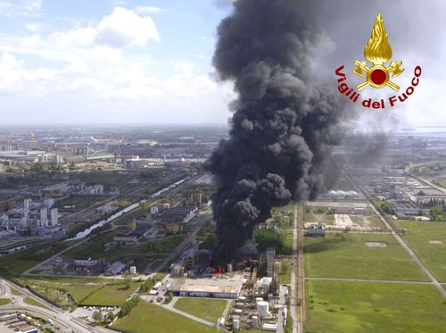 Chemical plant fire Venice, Italy