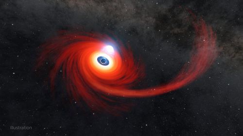 Illustration de la NASA d'un trou noir mangeant une étoile proche 