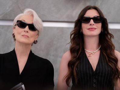 (L-R): Anne Hathaway as Andy Sachs and Meryl Streep as Miranda Priestly in 20th Century Studios' THE DEVIL WEARS PRADA 2. Photo courtesy of 20th Century Studios. © 2026 20th Century Studios. All Rights Reserved.