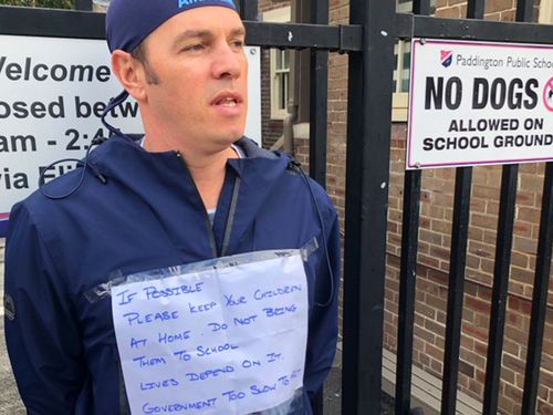Doctor protests school openings amid coronavirus.