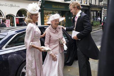 Princess Alexandra arrives to the wedding of granddaughter, Flora Ogilvy.