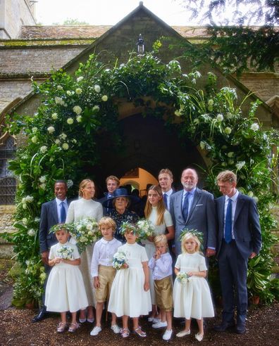 India Hicks, Prince Charles' goddaughter on her wedding day, with family and husband David Flint Wood