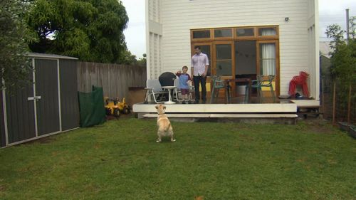 The 2.3 metre wide home even has a backyard for the dog. Picture: 9NEWS