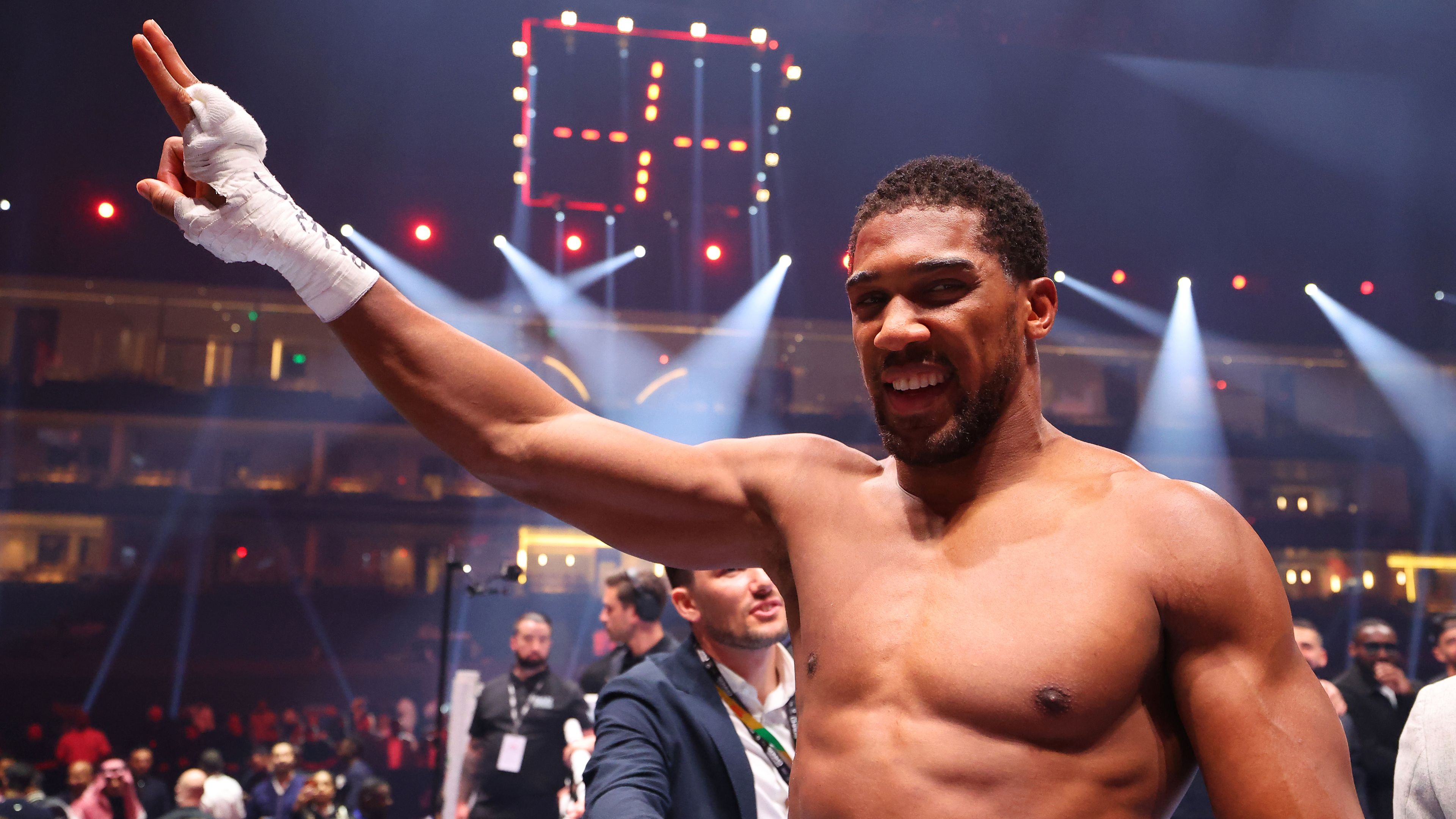 Anthony Joshua knocks out MMA star Francis Ngannou in the second round of a one sided boxing match