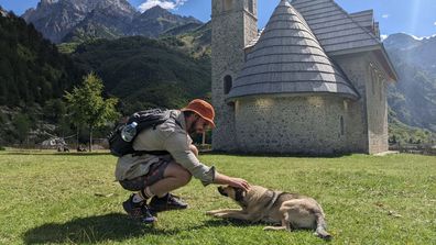 The author, Brandon Livesay, hiking in Theth.