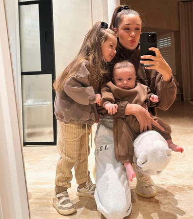 Kayla Itsines and her two children Arna and Jax