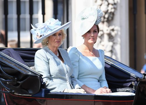 The Duchess of Cambridge and the Duchess of Cornwall arrived shortly after Harry and Meghan.