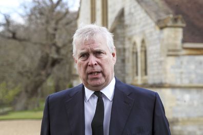 FILE - In this Sunday, April 11, 2021, file photo, Britain's Prince Andrew speaks. during a television interview at the Royal Chapel of All Saints at Royal Lodge, Windsor, England, Sunday, April 11, 2021. A lawsuit by an American who claims Prince Andrew sexually abused her when she was 17 might have to be thrown out because she no longer lives in the U.S., lawyers for the Prince said in a court filing Tuesday, Dec. 28, 2021. (Steve Parsons/Pool Photo via AP, File)