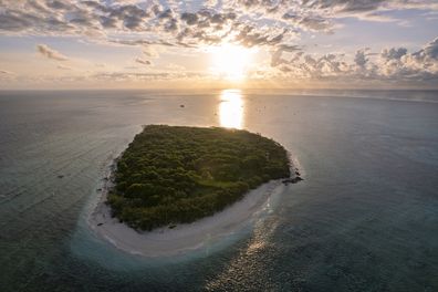 Aerial view of Lady Musgrave island at sunrise