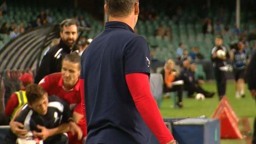 Marrone collided with the ball boy near the end of the game.