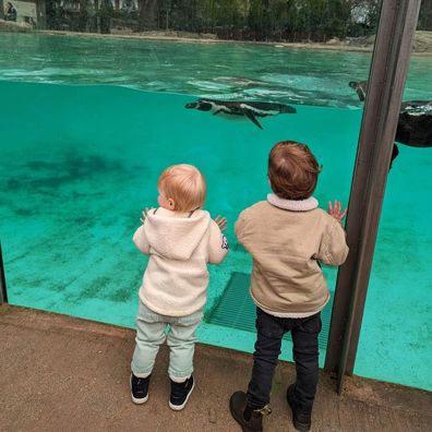 Princess Beatrice's daughter Sienna and Princess Eugenie's son August visit the zoo.