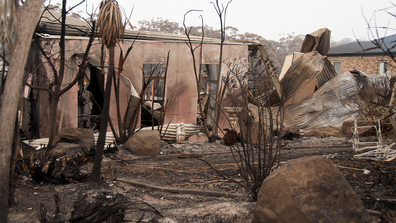 A burnt home is seen in Malua Bay, NSW, Wednesday, January 8, 2020. The Royal Commission into National Natural Disaster Arrangements starts its hearings on Monday with a focus on the changing global climate. (AAP Image/Supplied by Jesse Rowan) 