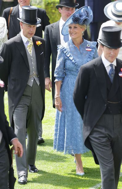 Prince Edward, Earl of Wessex and Sophie, Countess of Wessex speak in the parade ring during Royal Ascot 2022 at Ascot Racecourse on June 15, 2022 in Ascot, England.