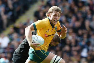 Ned Hanigan of the Wallabies makes a break during the Bledisloe Cup.