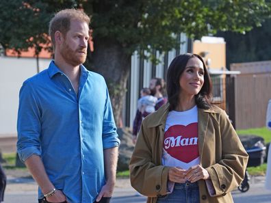 The Duke and Duchess of Sussex, Prince Harry and Meghan Markle take part in the Scar Tree Walk on day three of the royal tour on April 16, 2026 in Melbourne, Australia. 