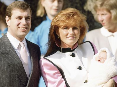 Prince Andrew and Sarah Ferguson with newborn Princess Eugenie